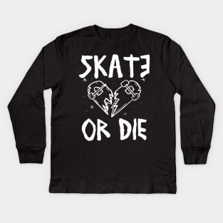 Old School Skate or Die Vintage Aesthetics Skateboarding Streetwear Kids Long Sleeve T-Shirt